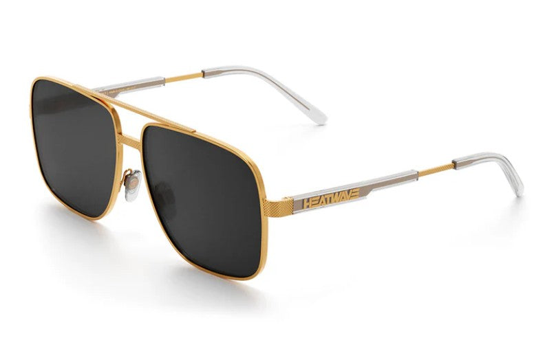 Nimitz Sunglasses: Gold Frame Black Lens