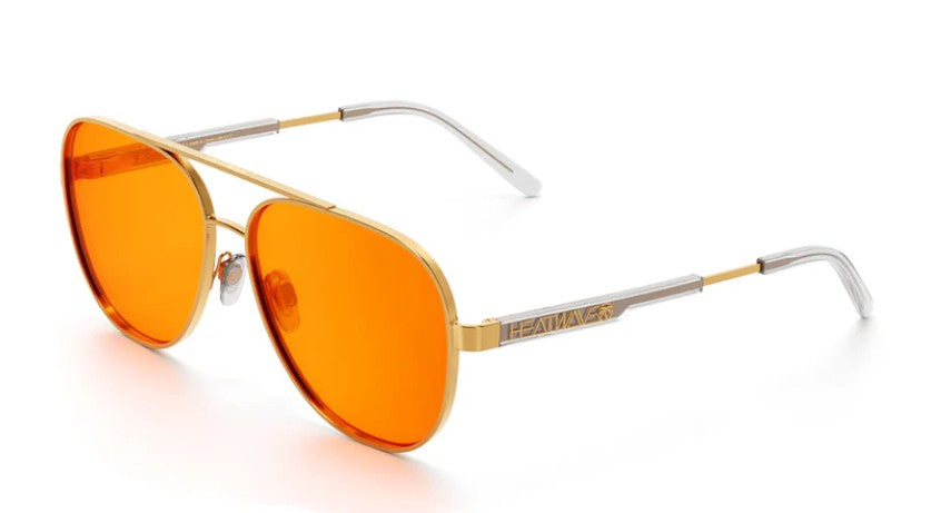Incline Sunglasses: Polished Gold Frame Amber Lens