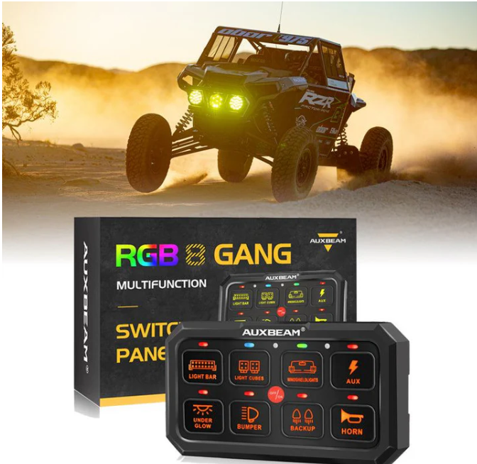 RA80 XL RGB 8 Gang Switch Panel for UTV ATV Side by Sides, Toggle/ Momentary/ Pulsed Modes, Off Road Lights Controller