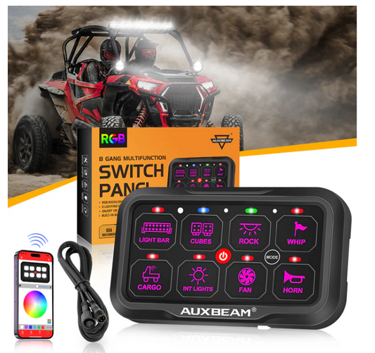 AR-800 Multifunction RGB Switch Panel with Bluetooth Controlled & 47 Inch Extension Cable(Optional) for Polaris RZR XP Turbo / Turbo S 2016 2017 2018 2019 2020 2021